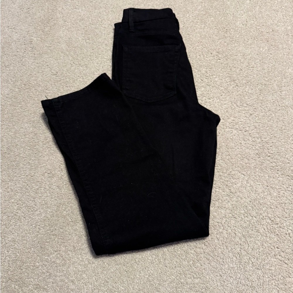 Good American Black High Rise Straight Leg Jeans